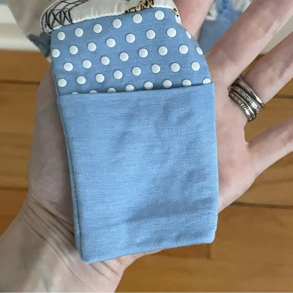 SOLD!!! NWT Angel Dear Bamboo Blue Hay Farmer Print Convertible Pajama 6-12M - Picture 4 of 5